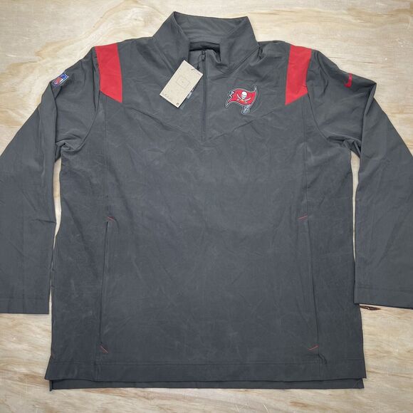 NEW XL Tampa Bay Buccaneers Nike Pewter Sideline Coach Chevron Lockup 1/4 Zip - Picture 1 of 15